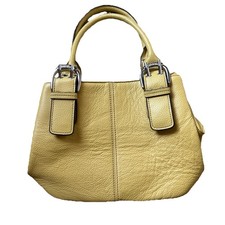 TIGNANELLO 100% PEBBLE LEATHER MUSTARD YELLOW HANDBAG PURSE SATCHEL. 