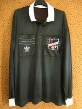 Maillot Arbitre Ligue LMF Porté Adidas Football vintage Noir Trefoil 80'S - L