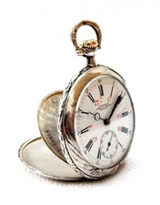 Antique Pocket Watch LONGINES Open Face Cal 18.79 Case Silver 48mm 1910c Working