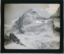 Swiss Alps, The Matterhorn, photo glass plate, black & white, positive 8.5x10 cm