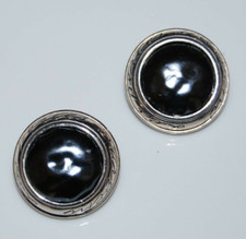 VTG CAROLEE LES PERLES D ARGENT STERLING & FAUX GRAY BAROQUE PEARL CLIP EARRINGS