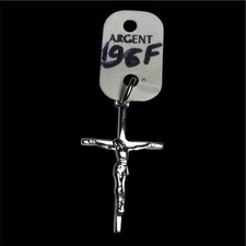 Stunning Small Cross Crucifix Pendant Solid Silver Punch Boar Head