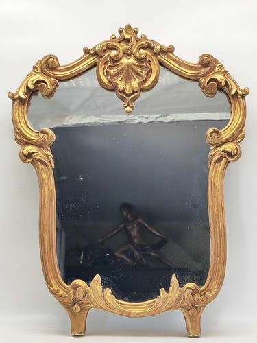 Ancien miroir bois stuc - bois, doré