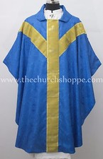 V Col Bleu Gothique Chasuble & Masse Ensemble Doublé Chasuble,Casel  Casulla