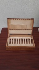 Antique WOODEN CIGARETTE BOX Vintage Cigar Lighter Match Tobacco Maker Case