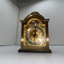 Vintage Swiza Sheffield 8 Day Clock Brass Tempus Fugit Swiss Alarm Clock Works