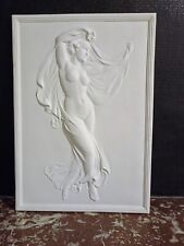 Grand Tableau Bas relief danseuse face en plâtre renforcé 69cm x48,5cm Art Déco