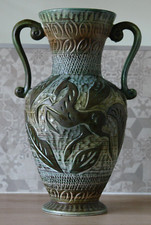 H. BEQUET ART DECO STYLE HANDLE VASE - CIRCA 1960 FELT SIGN BY H BEQUET