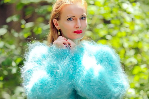 Fuzzy green mohair sweater