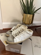 Golden Goose Superstar Sabot Shearling Sneaker White Taupe Tan  Brand New Sz 39