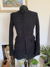 Zara Black Velvet Military Style Jacket Blazer Coat Embroidered Toggle - Medium