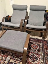 2 IKEA POÄNG Rocking chairs with ottoman, Fully Assembled