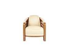 Fauteuil de Club " Marisol " Beige Fumoir en Cuir Maritime Art Déco Neuf