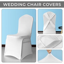 Blanc X-Back Extensible Housses Chaise avec Boucle Lavable pour Mariages Fête