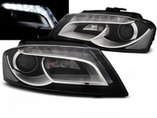 Paire de feux phares pour Audi A3 8P de 2008 à 2012 Daylight DRL led noir