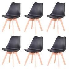 Lot de 6 Rétro Chaise Salle à Manger design scandinave, Tulip rembourrée Noir