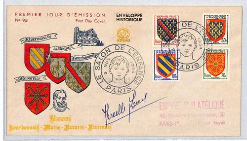 France 1954 fdc coat arms - 1954,