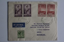 enveloppe Australie vers Suisse timbres et vignette western avion 1954 (51155)