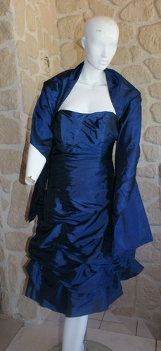 Robe cocktail bleue étole - cocktail,