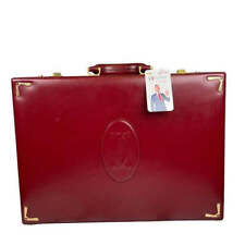 Cartier Must De Attache Bordeaux Leather Dual Combo Lock Multi Laptop Briefcase