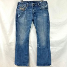 DIESEL Vintage 90s Y2K Zathan Jeans Blue Denim Distressed Bootcut Men 33x30 Alt