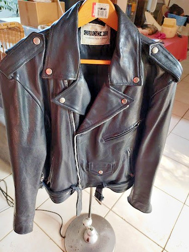 Blouson cuir type motard - cuir,