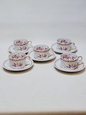 5 Limoges Bernardaud porcelain cups and saucers Beijing pink model 