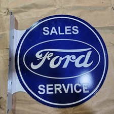 FORD BRIDE DE SERVICE PLAQUE ÉMAILLÉE PORCELAINE 2 FACES 17,5 X 17 POUCES