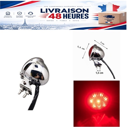 Feu arrière moto led chromé - feu,