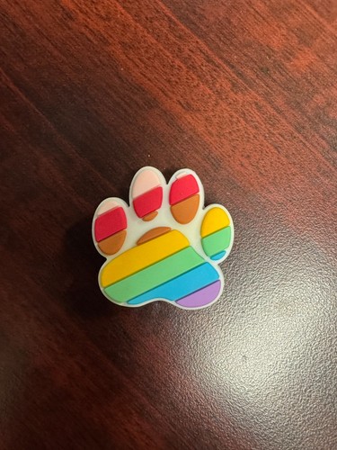 Rainbow striped paw print - rainbow,
