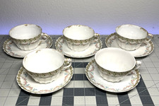 10 Piece Antique Teacups + Saucers Theodore Haviland Limoges Abrams French China