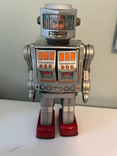 Horikawa tin toy silver robot - tin,