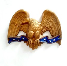 Large American Bald Eagle Wall Decor Polyurethane Painted Gold Wall Plaque 16"