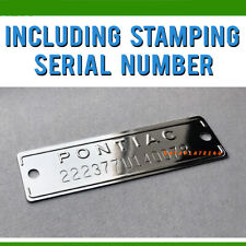 PONTIAC PLATE SERIAL NUMBER CAR DATA TAG - stamped with your info