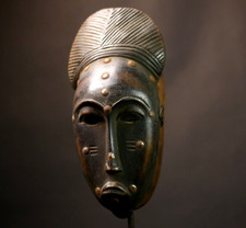 Ancien masque guro africain bois art tribal pièce de collection décoration ma...