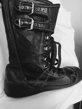 Pataugas High Sneaker Boots Soft Leather SZ 39 Zipper & Buckle U.S. SZ 8.5