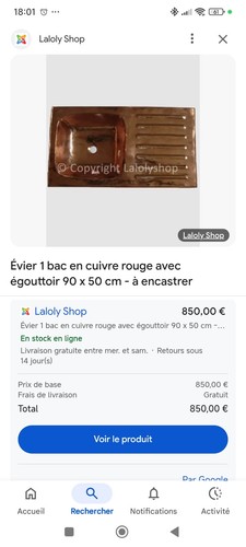 évier cuivre lot objet - cuivre,