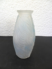 PETIT VASE ART DECO VERRE PRESSE MOULE JOMA ? ETALEUNE ? ESPAINET ?REFLETS BLEUS