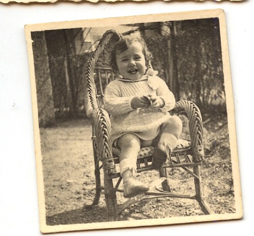 Child sitting wicker chair - sitting, on