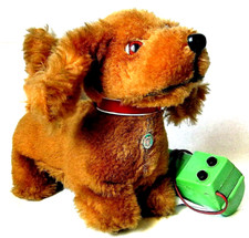 CARL AUTOMATON - BROWN WALKING DOG WITH REMOTE CONTROL - MADE IN WEST GERMANY