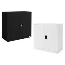 Armoire de bureau métallique meuble à dossiers 90x40x90 cm blanc/noir à choisir