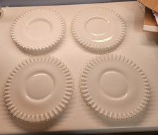 4-Vintage Fenton Silver Crest Milk Glass Plate ROUND,Ruffled Edge (See Descripti