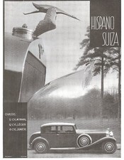 ADVERTISEMENT 1933 HISPANIC SWIZA CAR 12CL LUXURY SILVER STORK STYLE MASCOT 