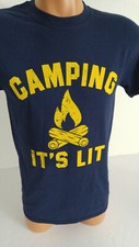 Camping T-Shirt Campfire Camping Theme Mens Size Small Camping Is Lit
