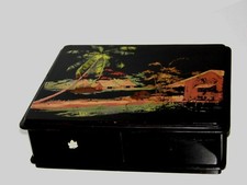 ANTIQUE TABLE DRESSING TABLE 19TH CENTURY CHINESE LACQUERED WOOD SIGNED TRUONG -VAN-THANH