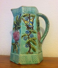 Pichet en Barbotine 19ème  Décor aux Papillons  NIMY MOUZIN LECAT