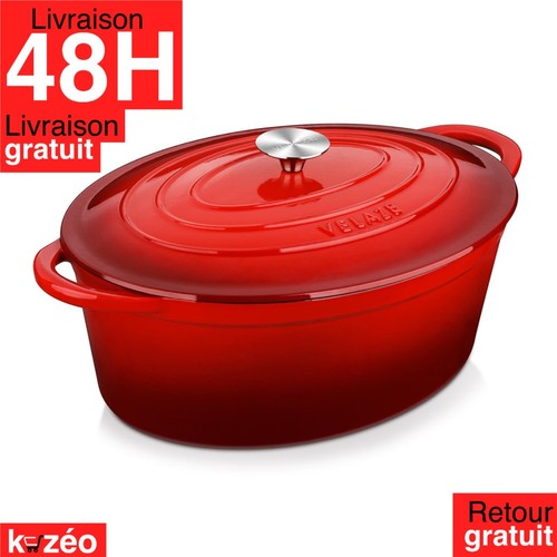 Cocotte fonte 34cm rouge - fonte, 7l