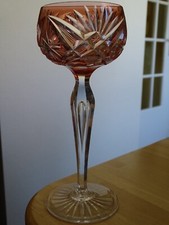 VAL ST LAMBERT ANCIEN VERRE A VIN ROEMER CRISTAL COULEUR 19,5 cm ORANGE