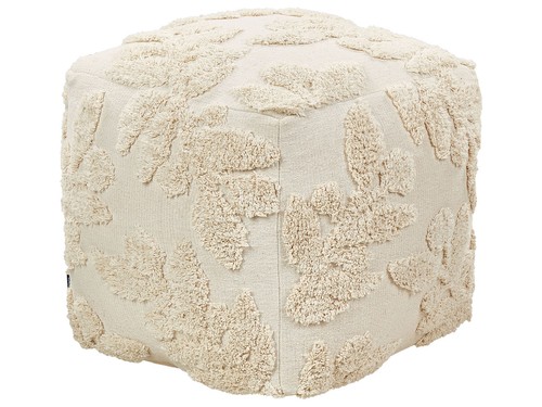 Pouf coton beige assise - pouf, en