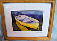 Framed "Waiting" Signed Watercolor Print by Maine Artist Kellie Chasse.